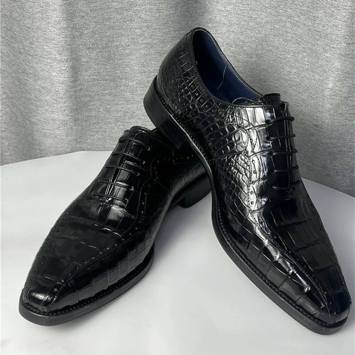 Exotic Square-toe Oxford Shoes
