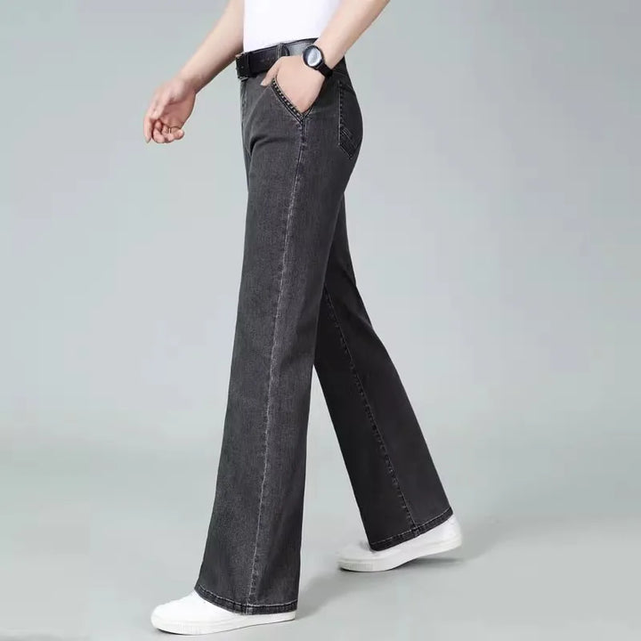 High Waisted Elastic Straight Casual Pants