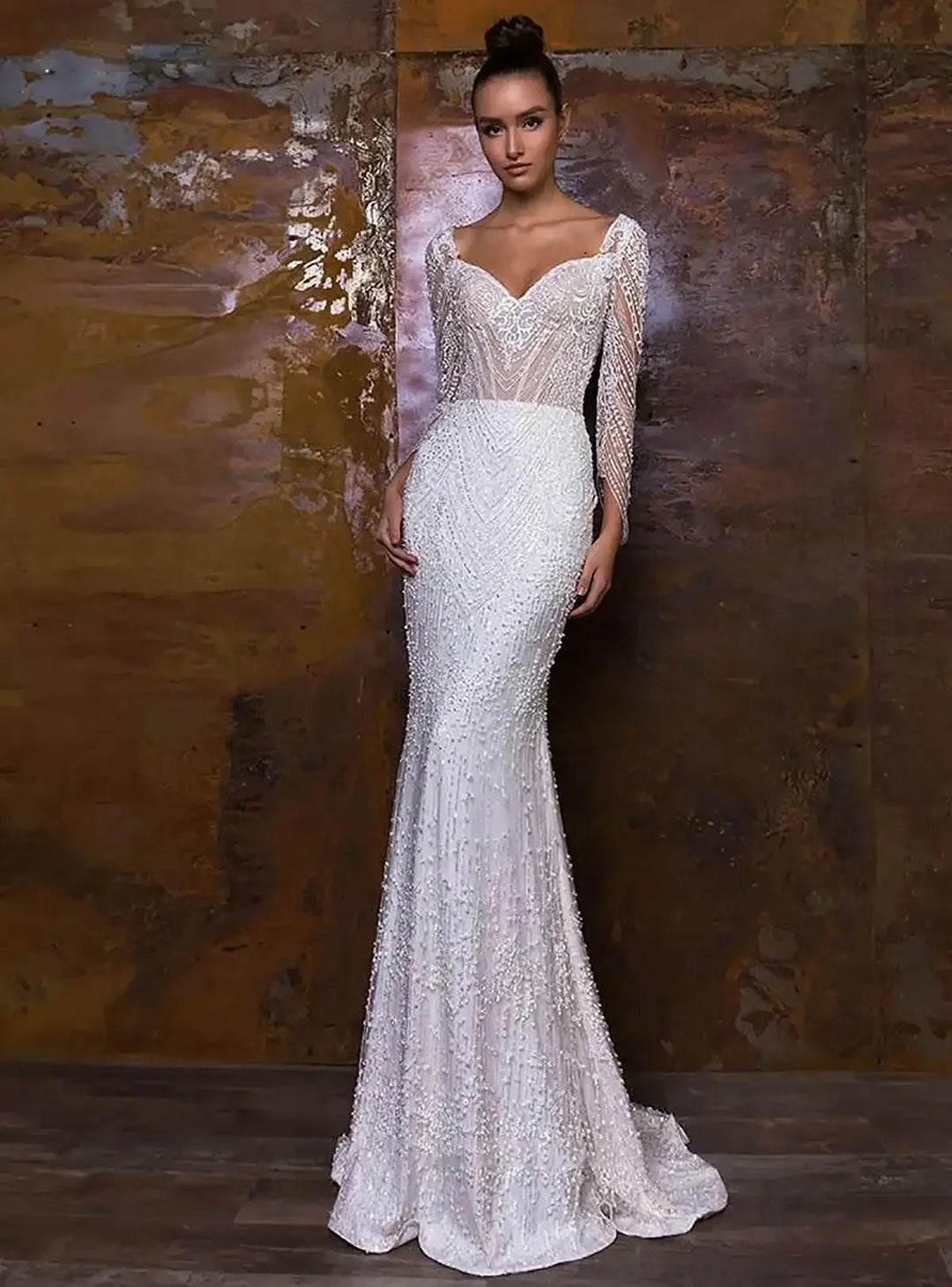 Superbe robe de mariée à paillettes avec traîne amovible