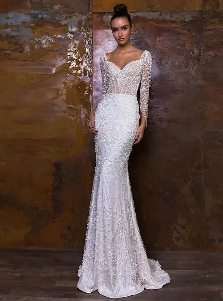 Superbe robe de mariée à paillettes avec traîne amovible