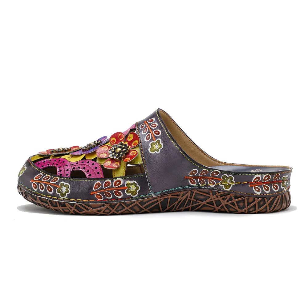 Luxury Hand-painted Flower Flat Slippers