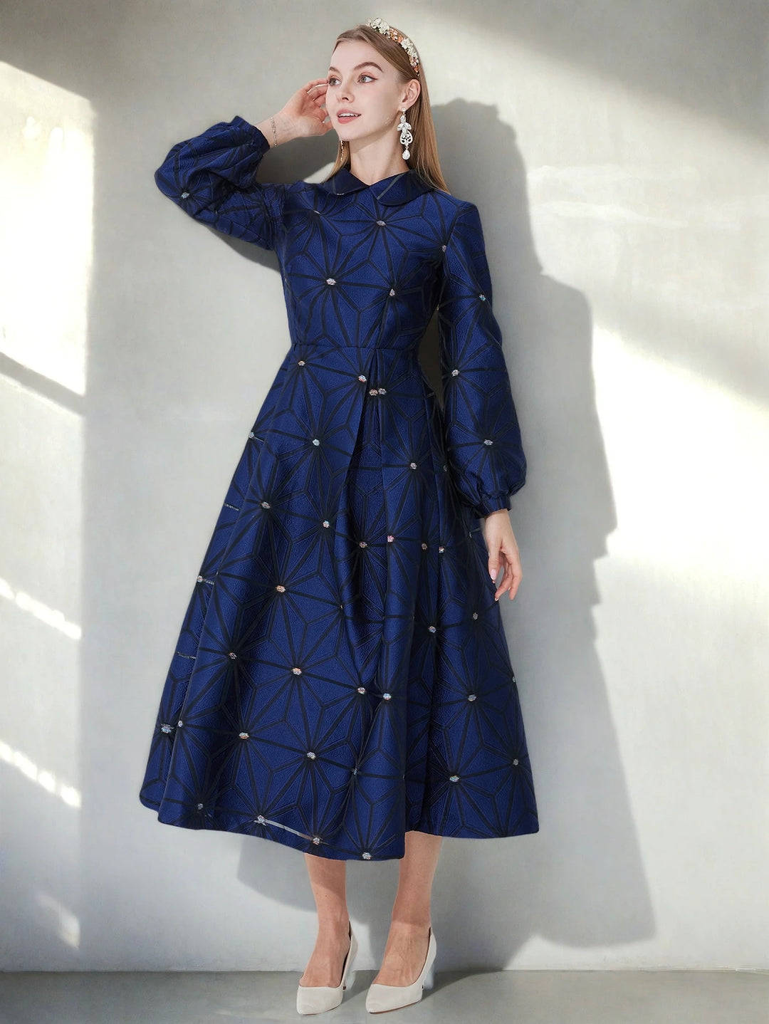 Chic Lapel Floral Printed Maxi Gown