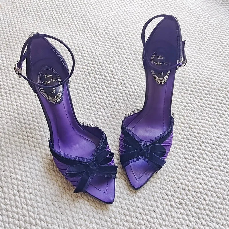 Fancy Bow Pointed Toe Heel Sandals