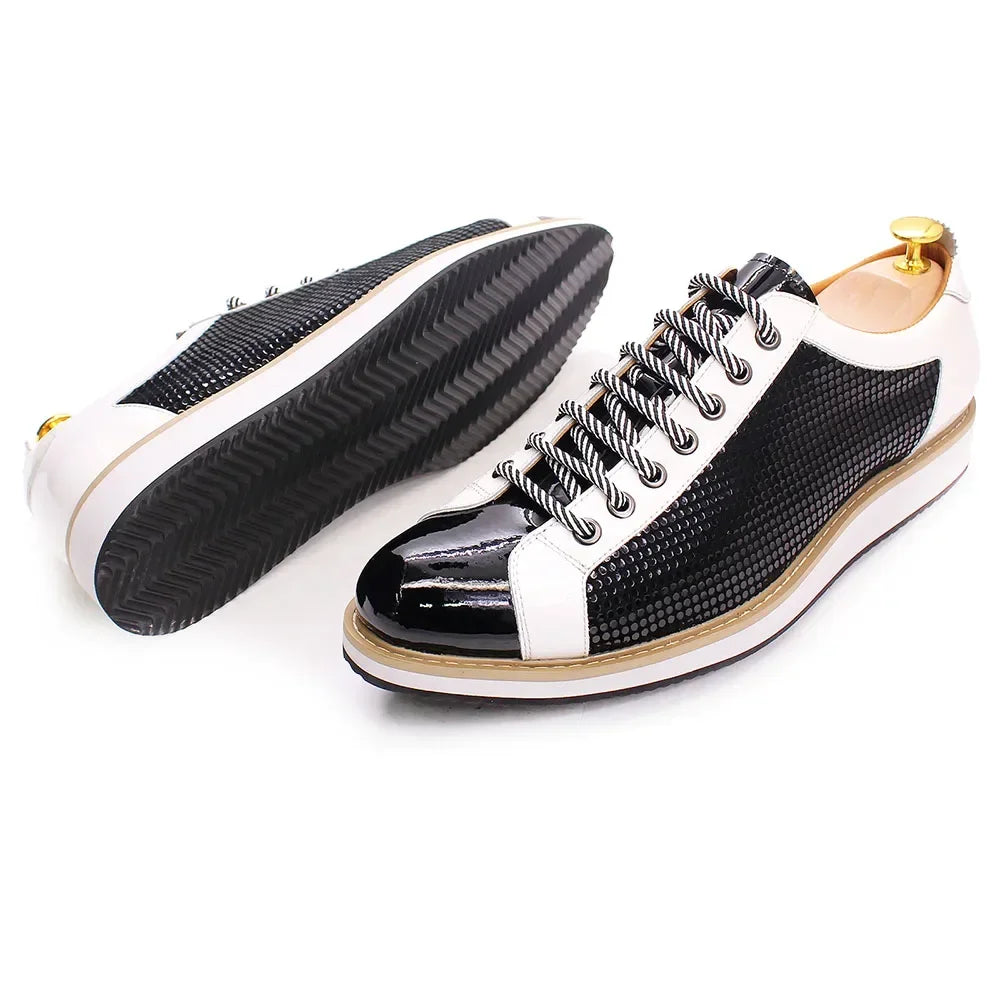 Luxury Patent Leather Lace-up Sneakers