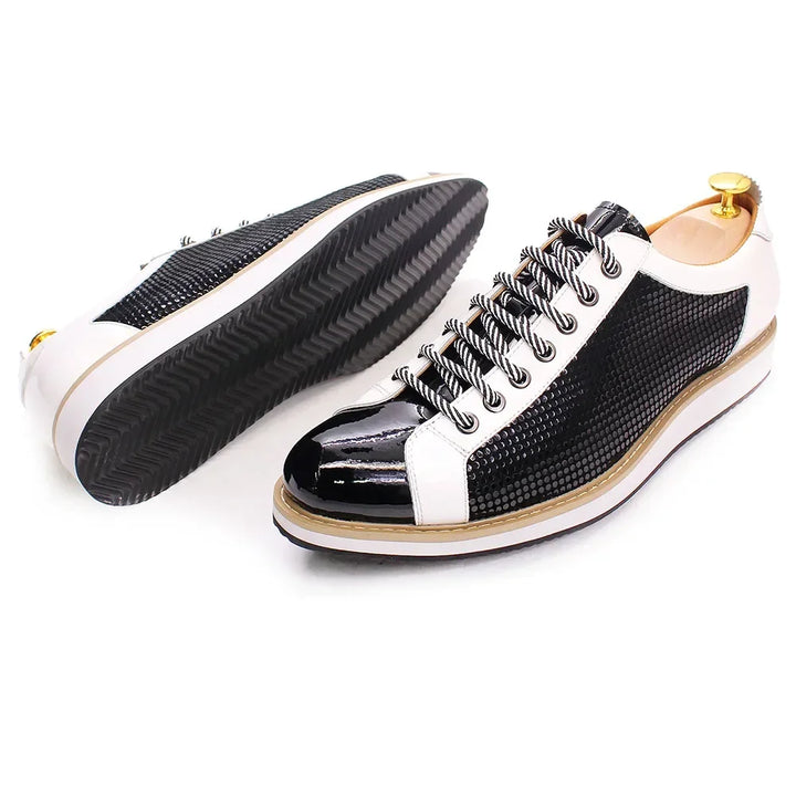 Luxury Patent Leather Lace-up Sneakers
