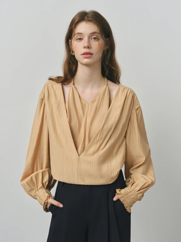 Unique V-neck Textured Top