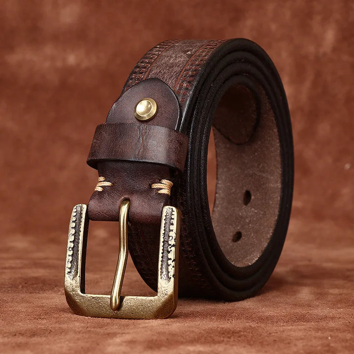Stylish Frosted Embossed Leather Belt
