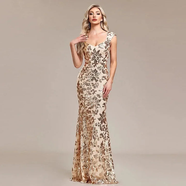 Formal Rose Gold Sequins Sweet Dress