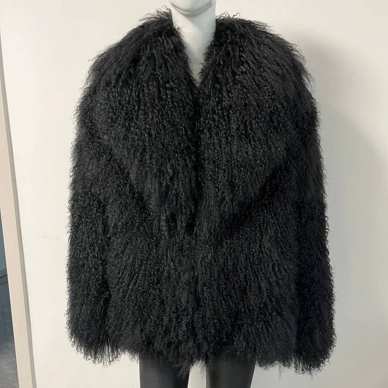 Stylish Mongolia Sheep Fur Warm Coat