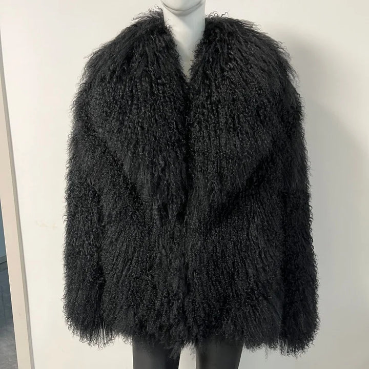 Stylish Mongolia Sheep Fur Warm Coat