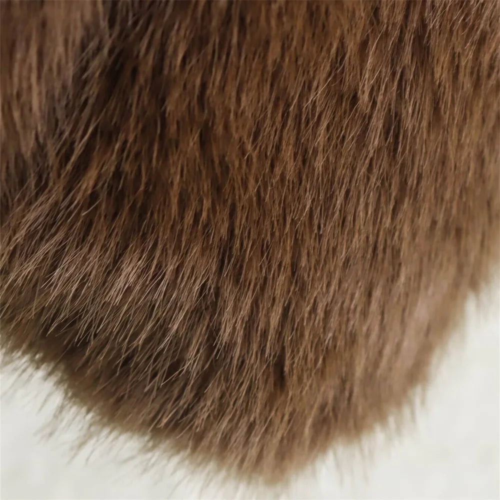 Embellished Lapel Fur Jacket