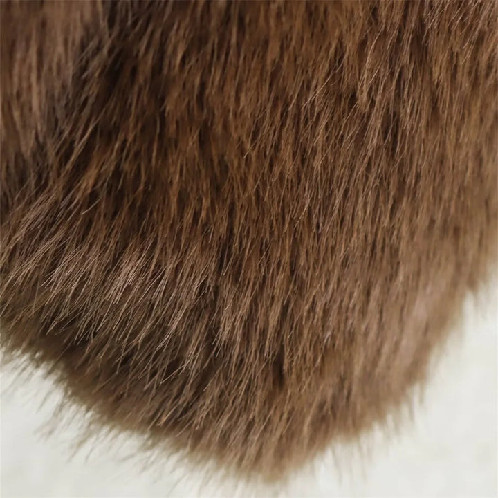 Embellished Lapel Fur Jacket