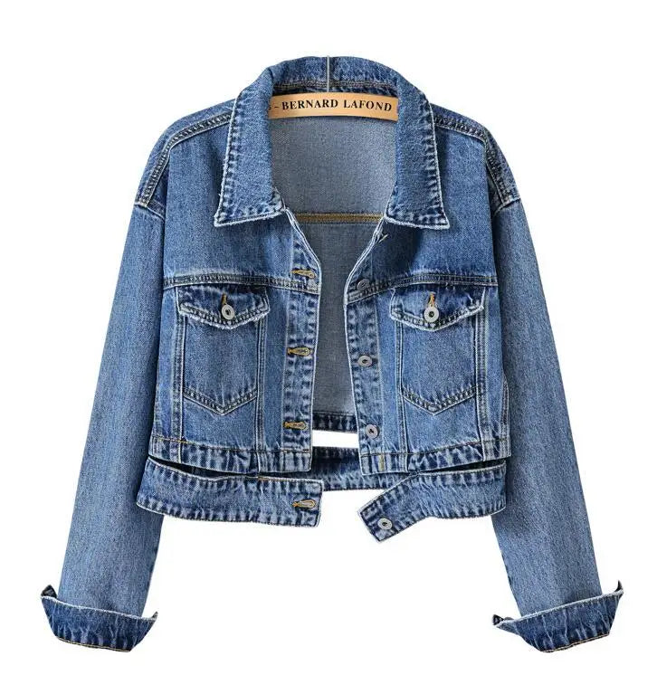 Classic Lapel Single-breasted Denim Coat