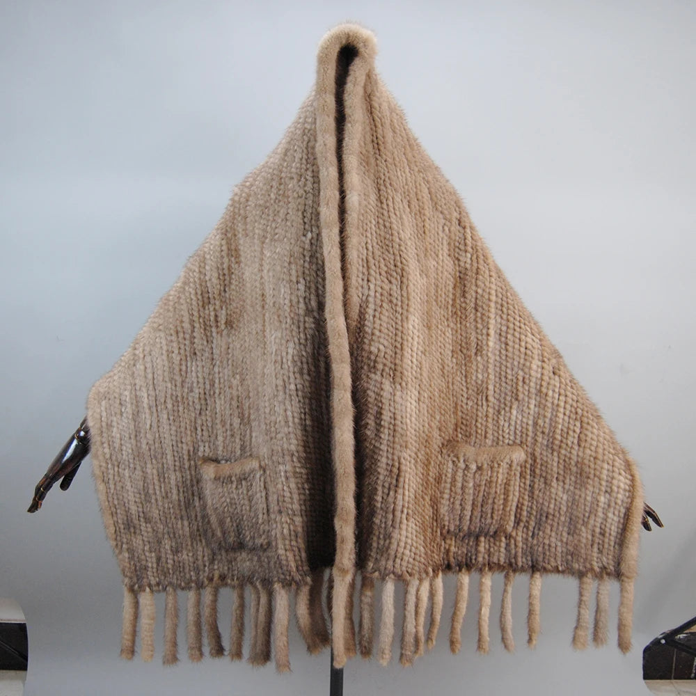 Refined Knitted Mink Fur Shawl