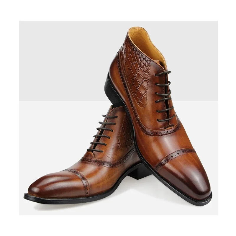 Smart Pointed Toe High Ankle Leather Boots