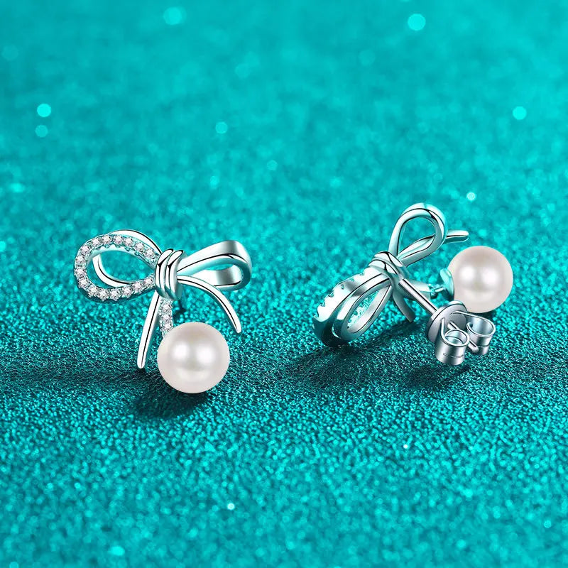 Moissanite Freshwater Pearl Earrings
