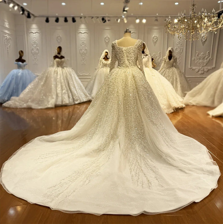 Lovely Appliques High-Neck Bridal Gown