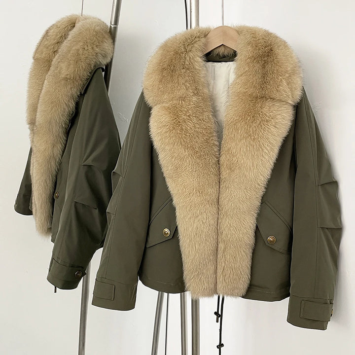 Refined White Duck Down Hooded Parka