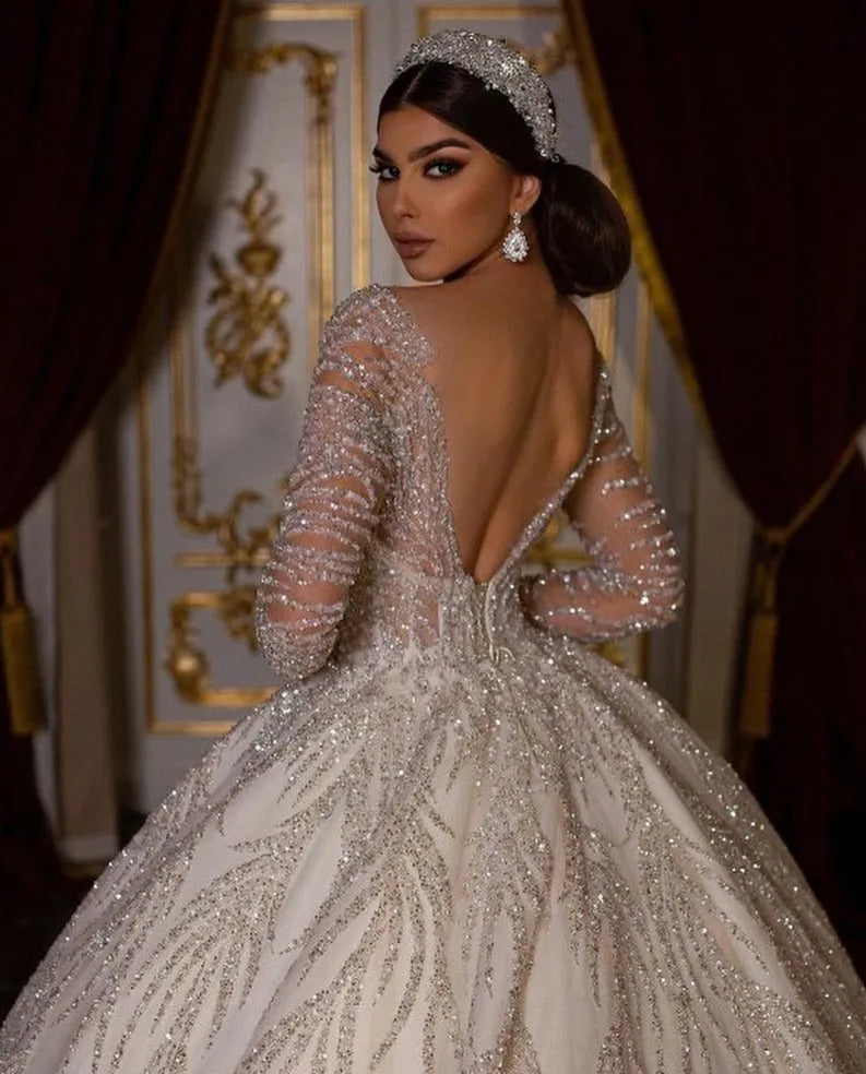 Glitter Sequins Arabian Bridal Dress| All For Me Today