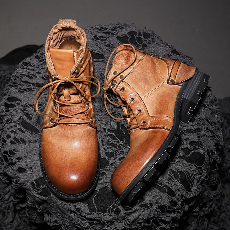 Smart British Style High-Top Motorcycle Boots