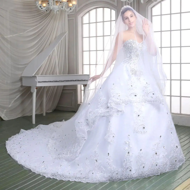 Richness Of Arabic Tulle Fashion Wedding Gown