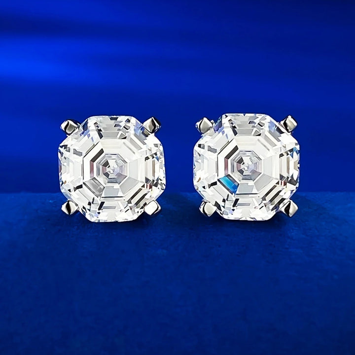 Refined Asscher Cut Stud Earrings