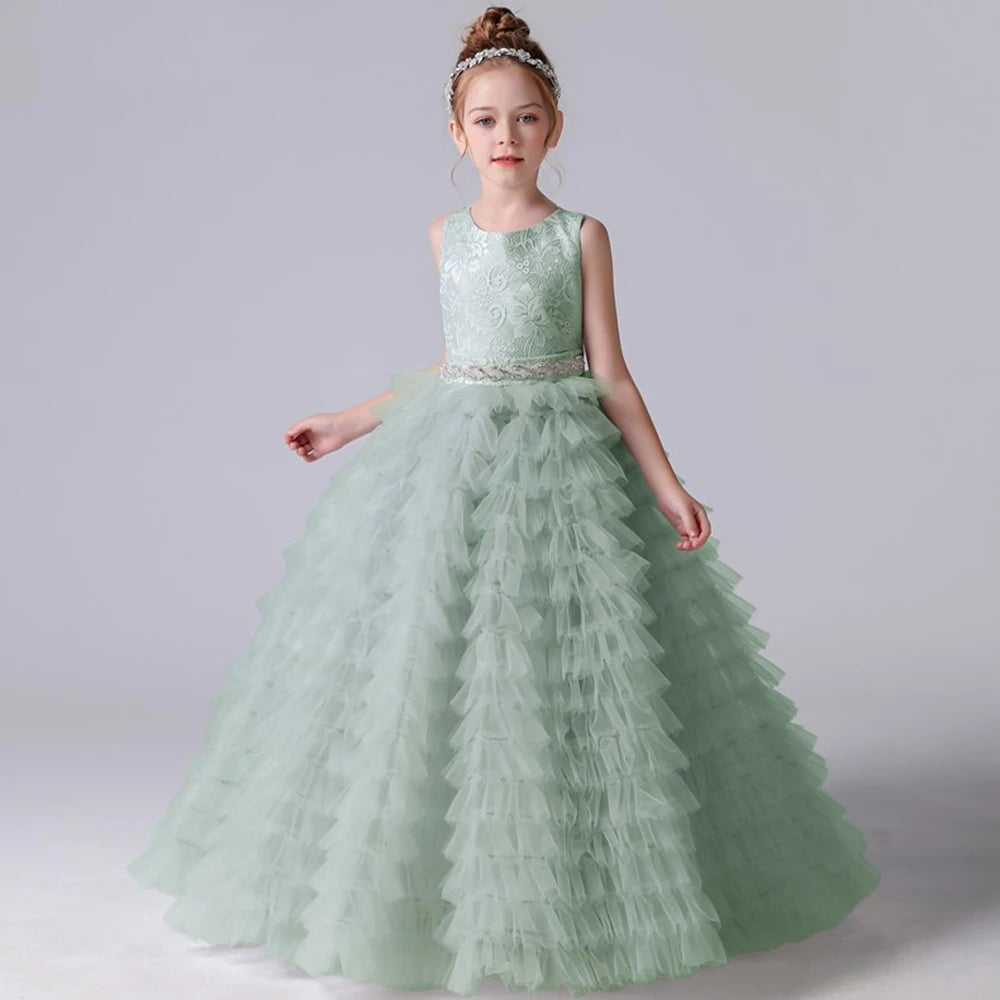 Flower Tulle Ruffles Princess Party Dress