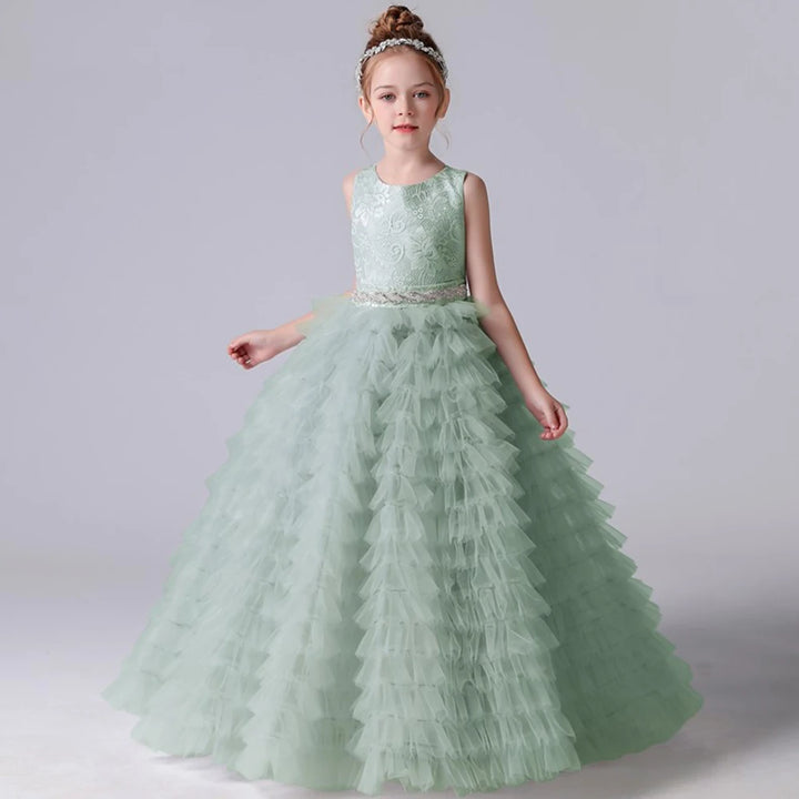 Flower Tulle Ruffles Princess Party Dress