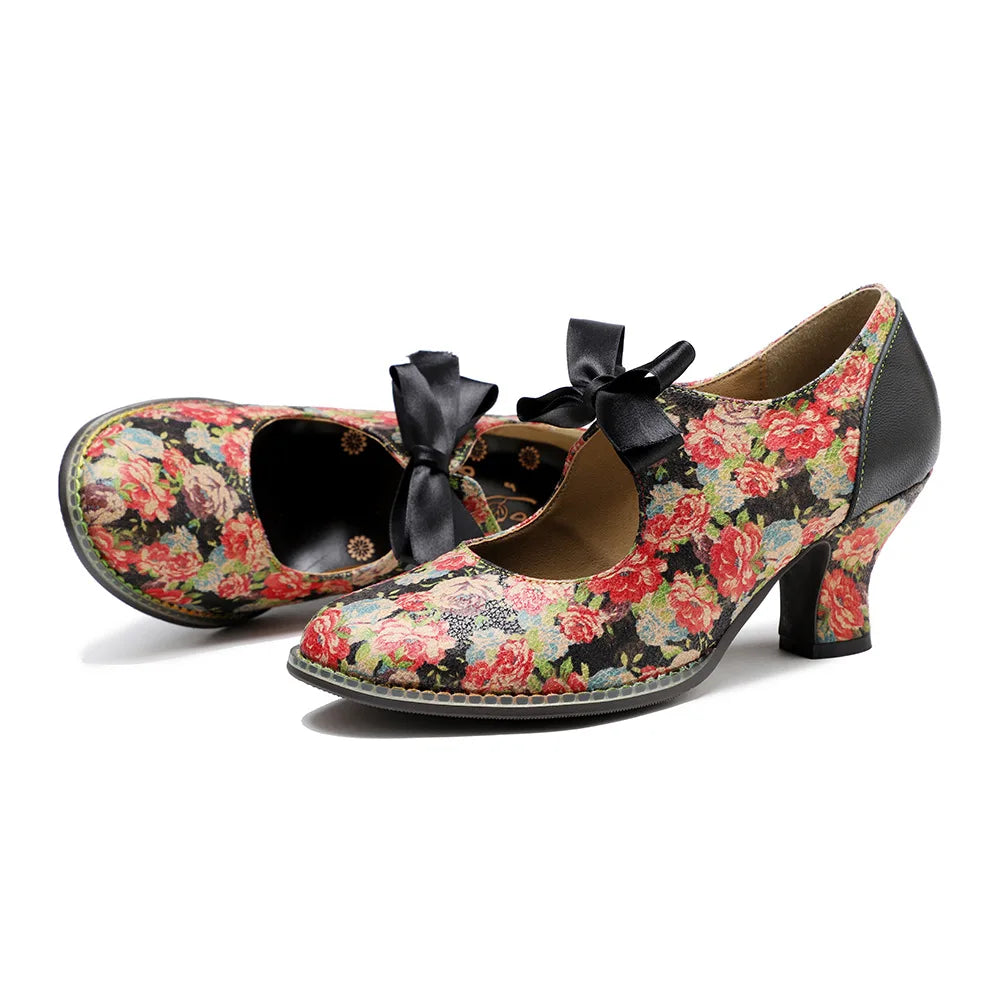 Classic Floral Bow Lace Pumps