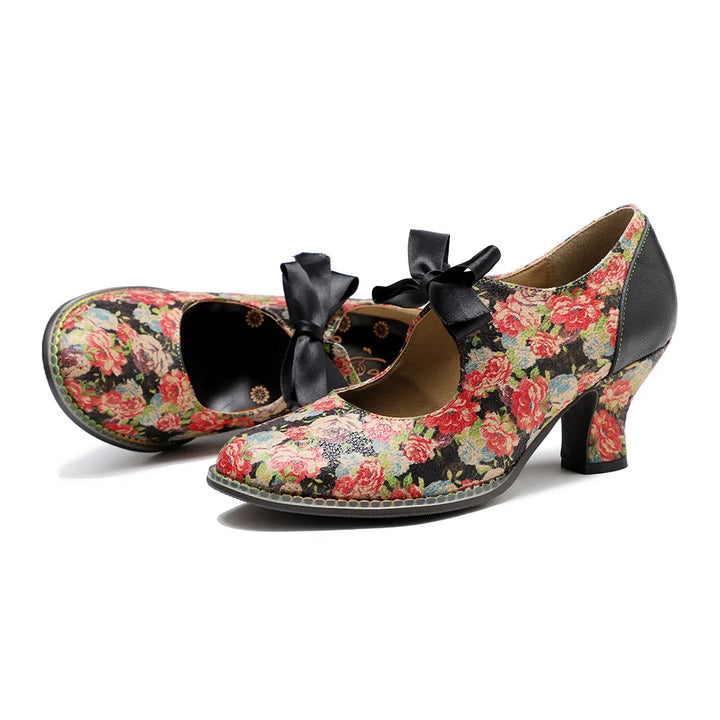 Classic Floral Bow Lace Pumps