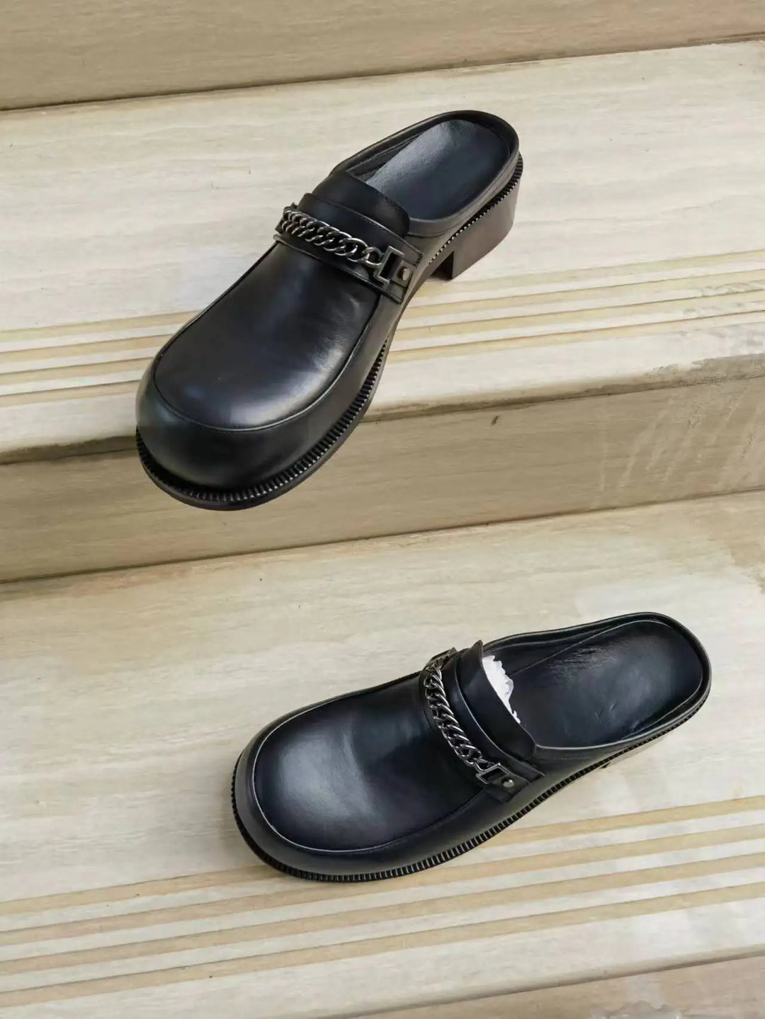 Stylish Chunky Flat Half Slippers