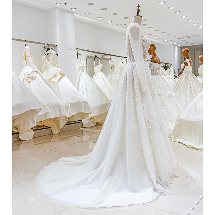 Shiny A-Line Backless Wedding Dress