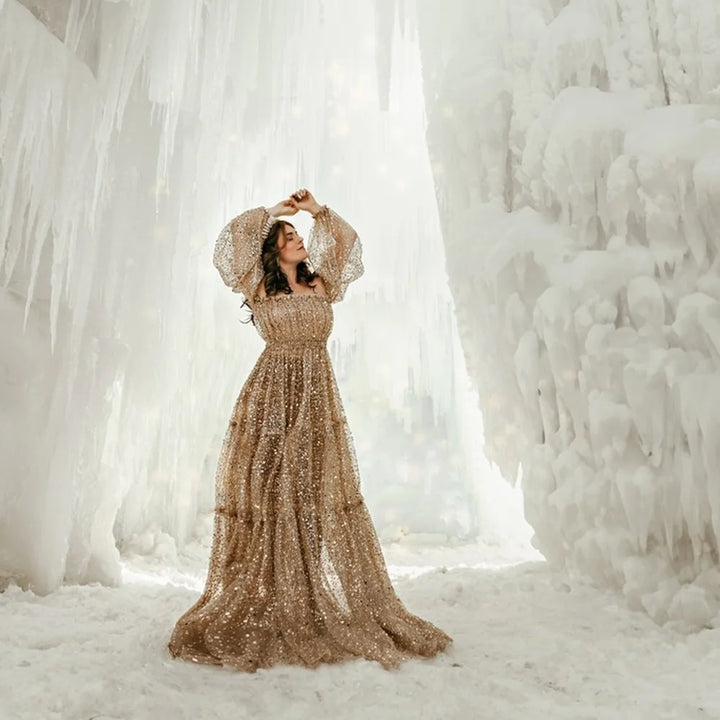 Alluring Pearl Sequins Maternity Dress