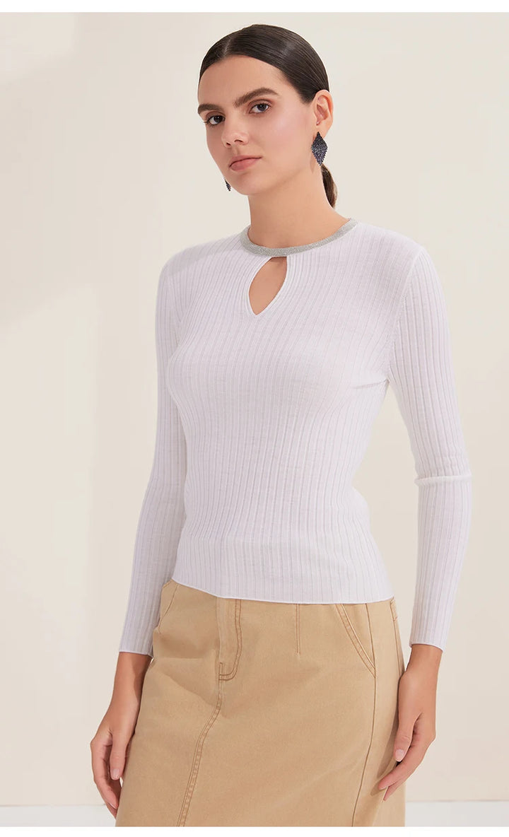 Luxurious Wool Ribbed Long Sleeve Jumper