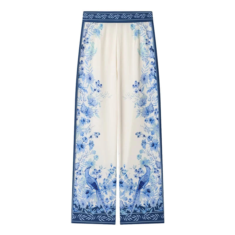 Stylish Floral Printed Wide Leg Pants