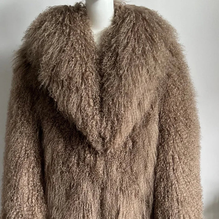 Stylish Mongolia Sheep Fur Warm Coat
