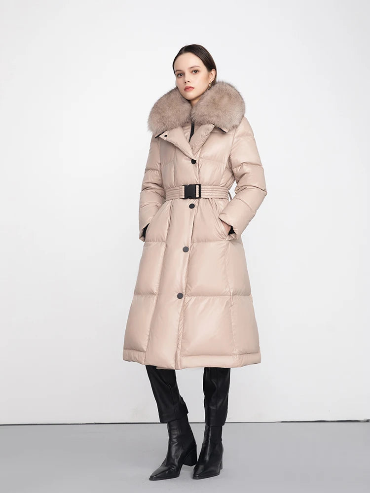 Natural Real Fur Collar Winter Down Coat