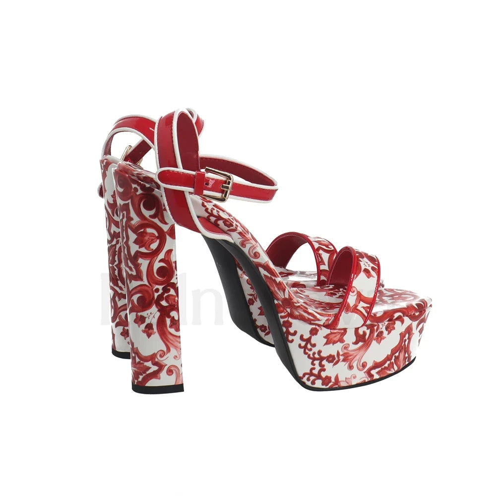 Floral Print Platform Sandals