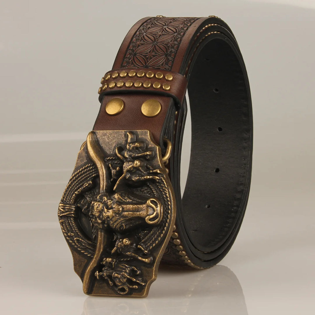 Retro Bull Head Cowboy Belt