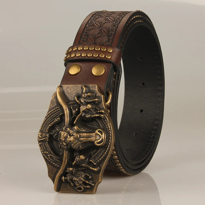 Retro Bull Head Cowboy Belt