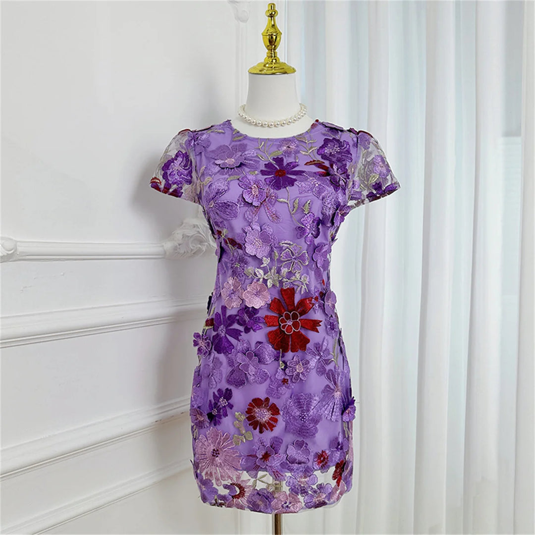 Exquisite Crochet Embroidery Mini Dress