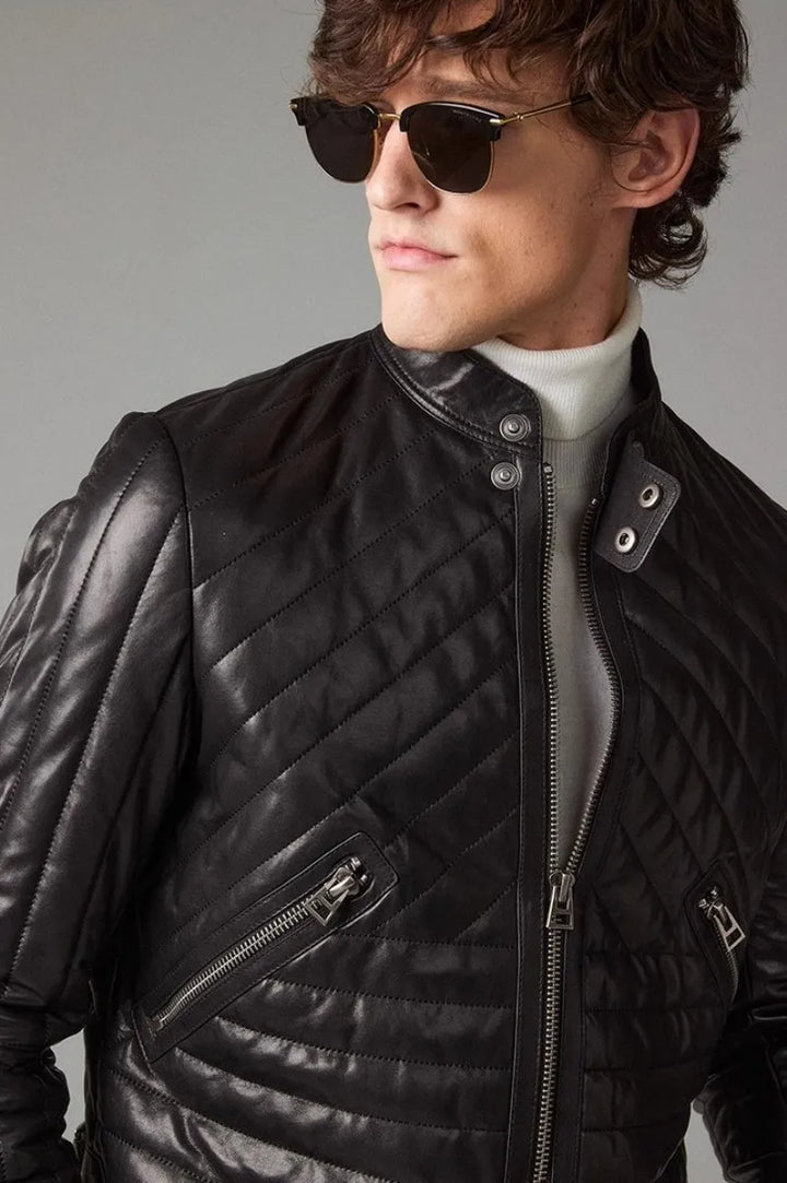 Trendy Cotton Padded Leather Jacket