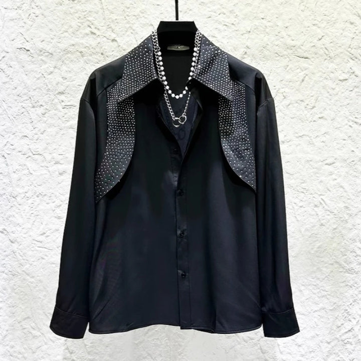 Rhinestone Decorated Formal Shirt