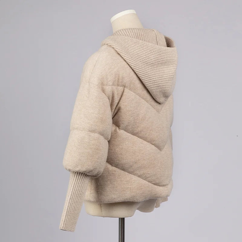 Threaded Sleeves Hooded Coat