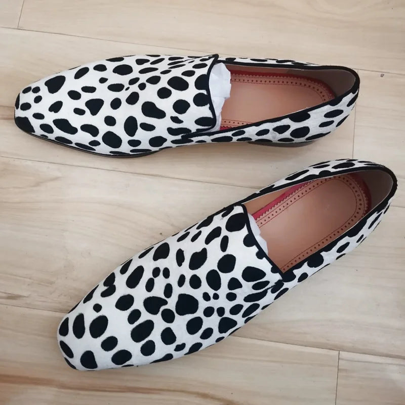 Elegant Cow Spots Fashion Slip-On Loafers