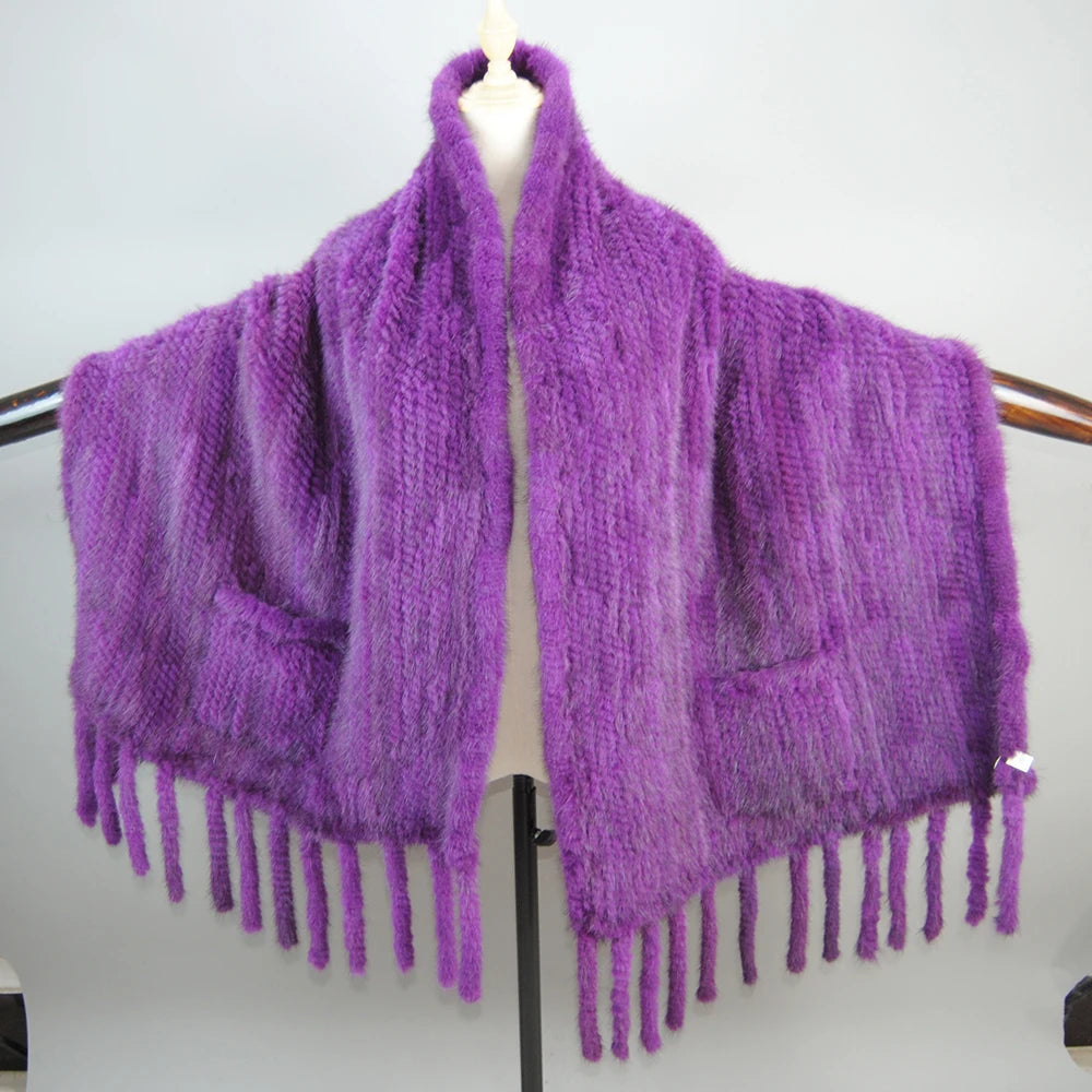 Refined Knitted Mink Fur Shawl