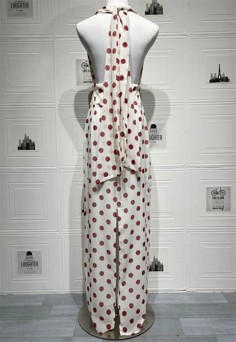 Classic Halter Deep V Neck Dress