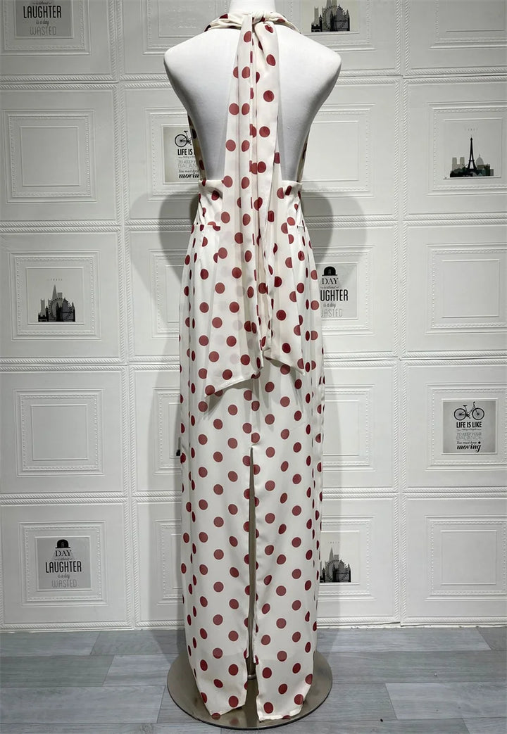 Classic Halter Deep V Neck Dress