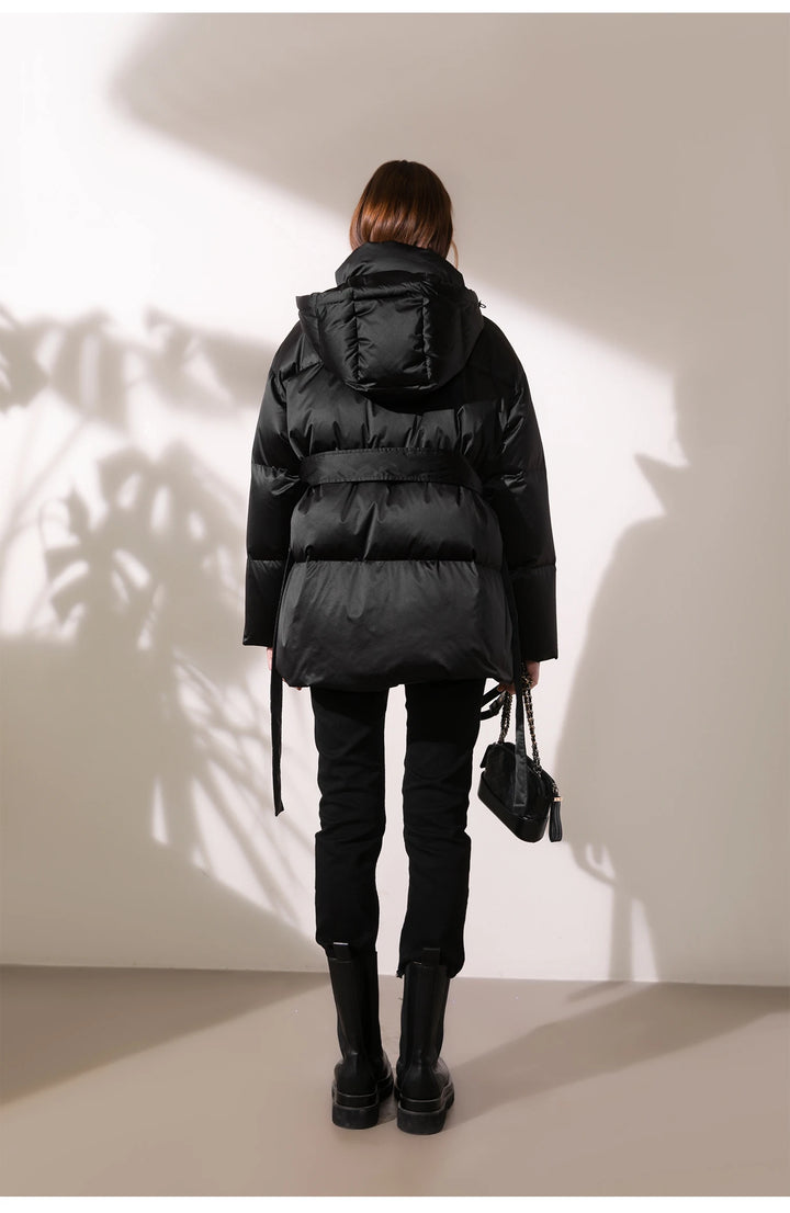 Belted Puffy Short Down Jacket