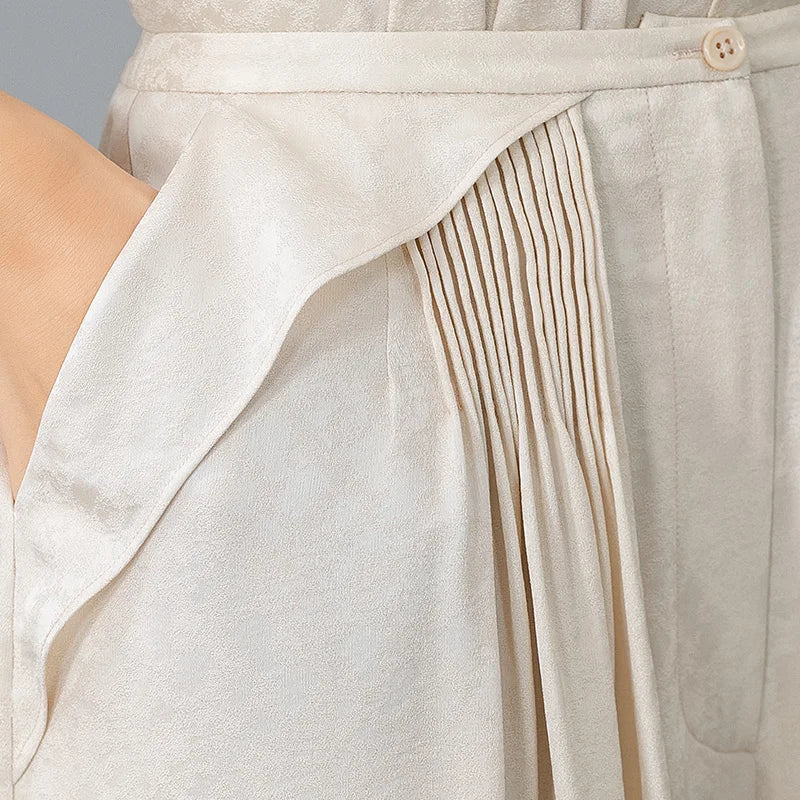 Three-dimensional Wide-leg Silk Pants